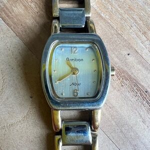 Armitron now ladies two tone dainty dress watch NEW BATTERY